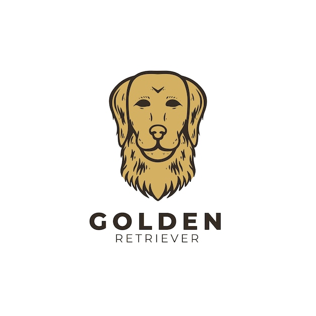 Plantilla de logotipo de perro golden retriever dibujado a mano