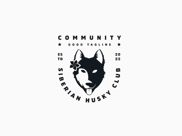 Plantilla de logotipo de perro husky gratis para comunidad animal