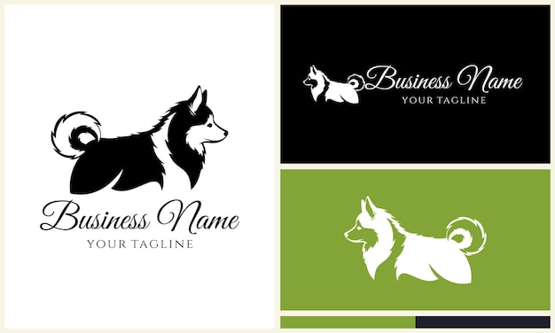 plantilla del logotipo del perro husky vectorial