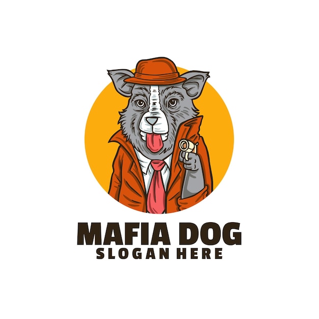 Plantilla de logotipo de perro mafia