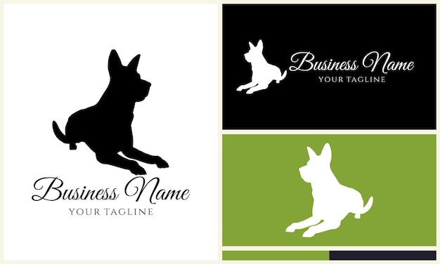 plantilla del logotipo del perro de silueta