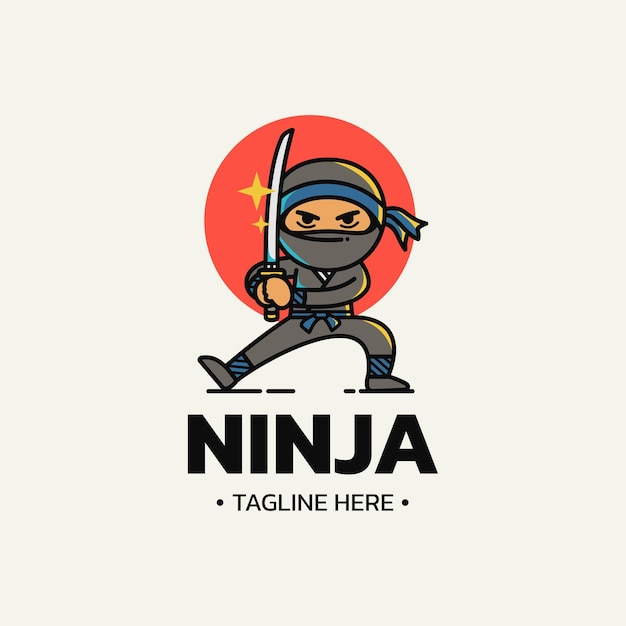 Vector plantilla de logotipo de personaje de guerrero ninja