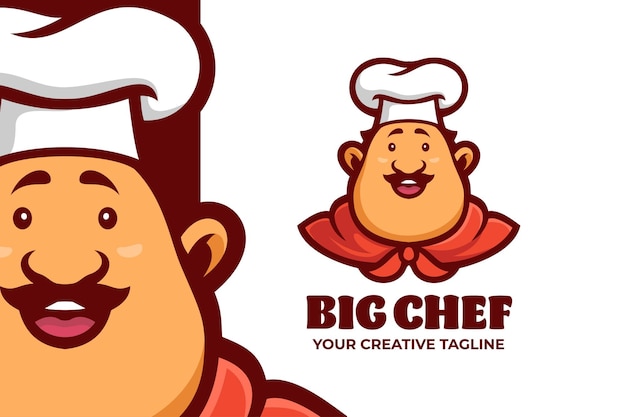 Plantilla de logotipo de personaje de mascota de chef gordo