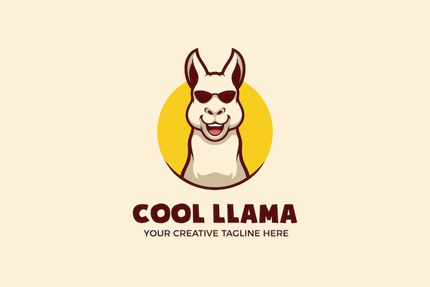 Plantilla de logotipo de personaje de mascota Cool Llama