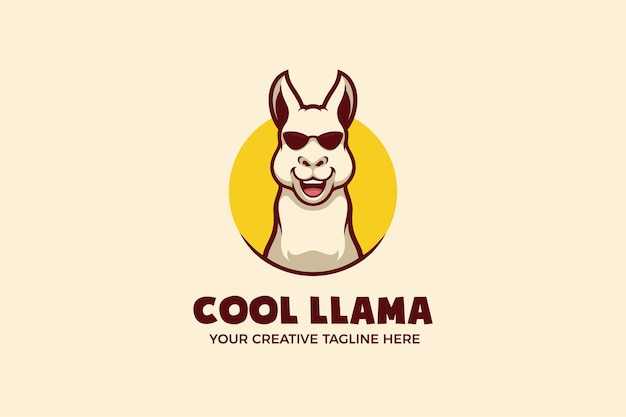 Plantilla de logotipo de personaje de mascota cool llama