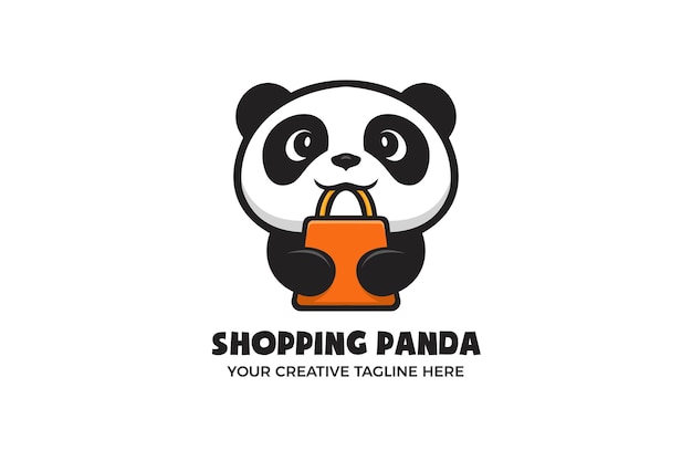 Plantilla de logotipo de personaje de mascota de dibujos animados de pequeño panda