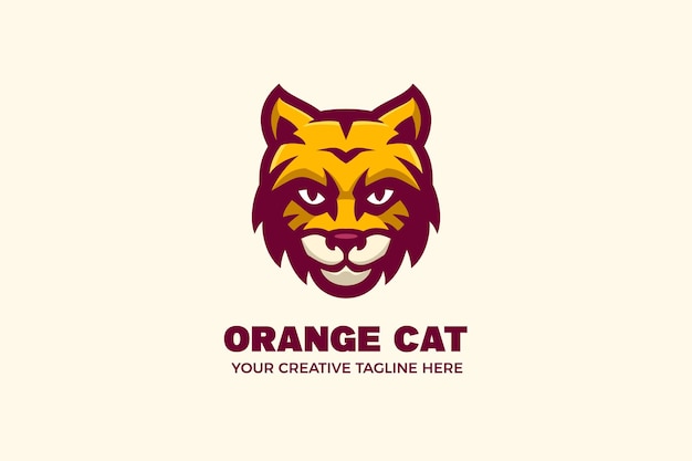 Vector plantilla de logotipo de personaje de mascota de gato naranja