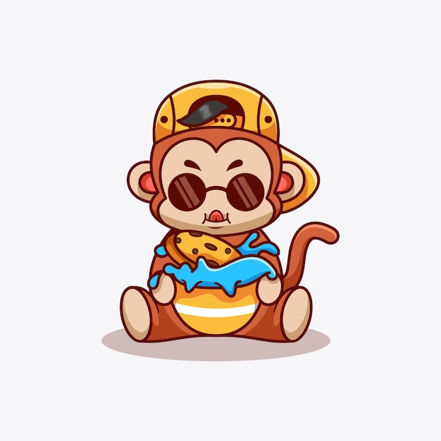 Plantilla de logotipo de personaje de mono lindo