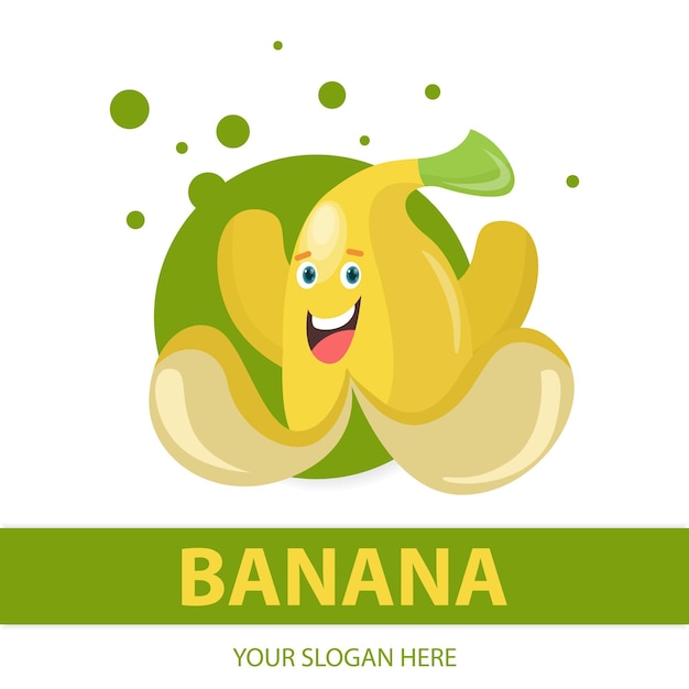 Plantilla de logotipo de personaje de plátano feliz
