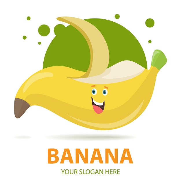 Vector plantilla de logotipo de personaje de plátano fresco