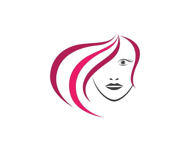 Plantilla de logotipo de personaje de silueta de cara de mujer de belleza