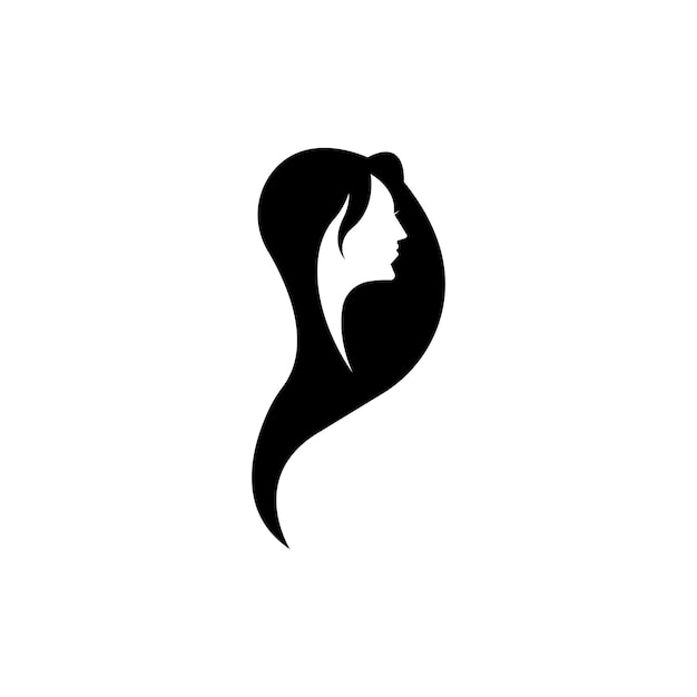 Plantilla de logotipo de personaje de silueta de cara de mujer de belleza