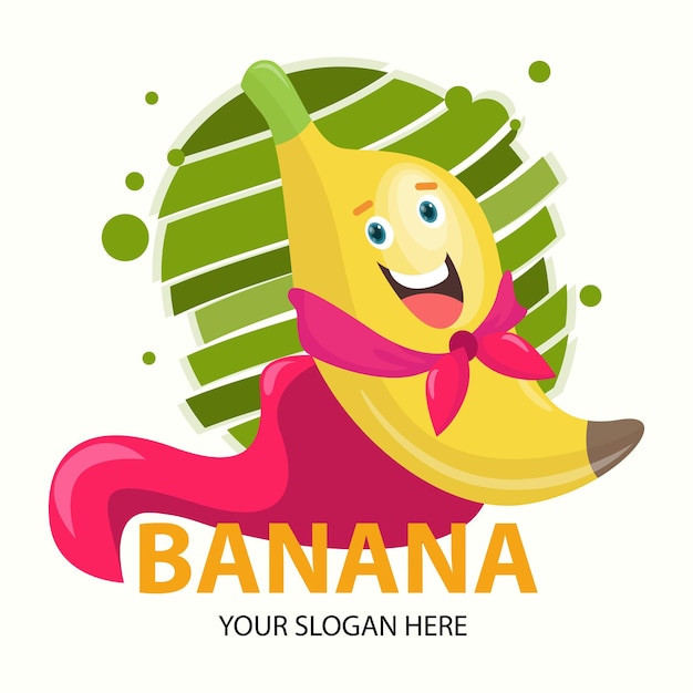 Vector plantilla de logotipo de personaje súper plátano