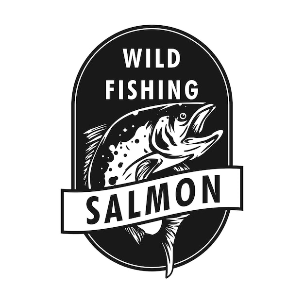 plantilla del logotipo de la pesca del salmón silvestre