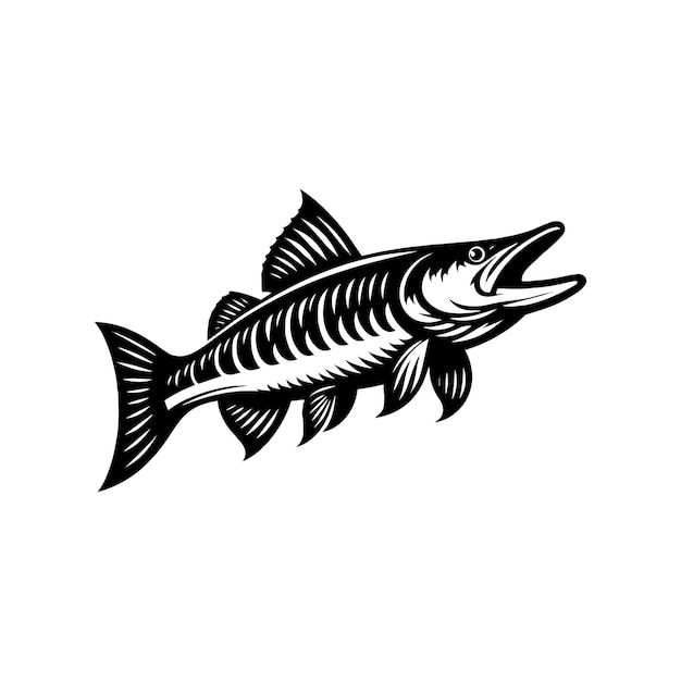 plantilla de logotipo de pescado muskellunge vectorial icono de identidad de marca aislado gráfico vectorial abstracto