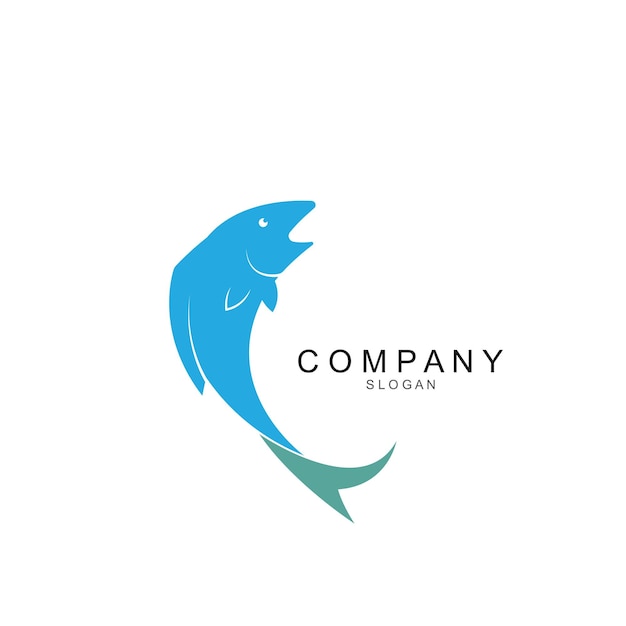 Plantilla de logotipo de pescado Símbolo vectorial creativo del club de pesca o en línea