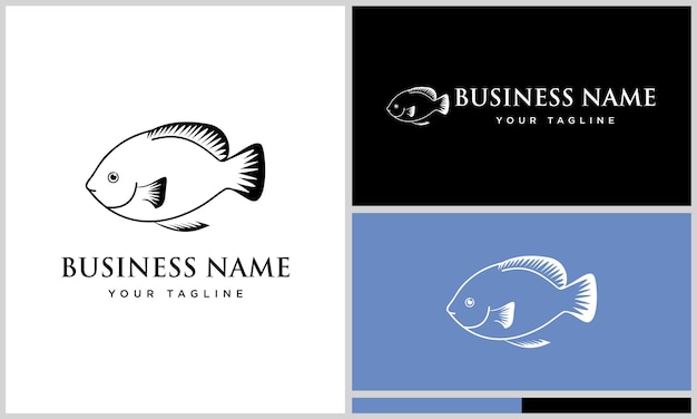 Plantilla de logotipo de pez de arte lineal