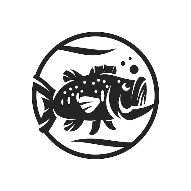 Plantilla de logotipo de pez lubina aislado icono de identidad de marca gráfico vectorial abstracto