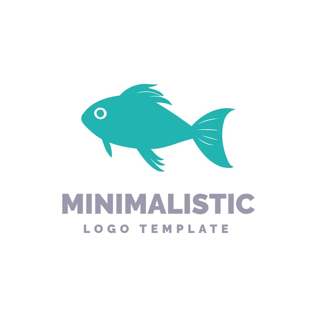 Plantilla de logotipo de pez mínimo Logotipo de vida marina Icono de pez Plantilla de logotipo de marca de pesca aislada