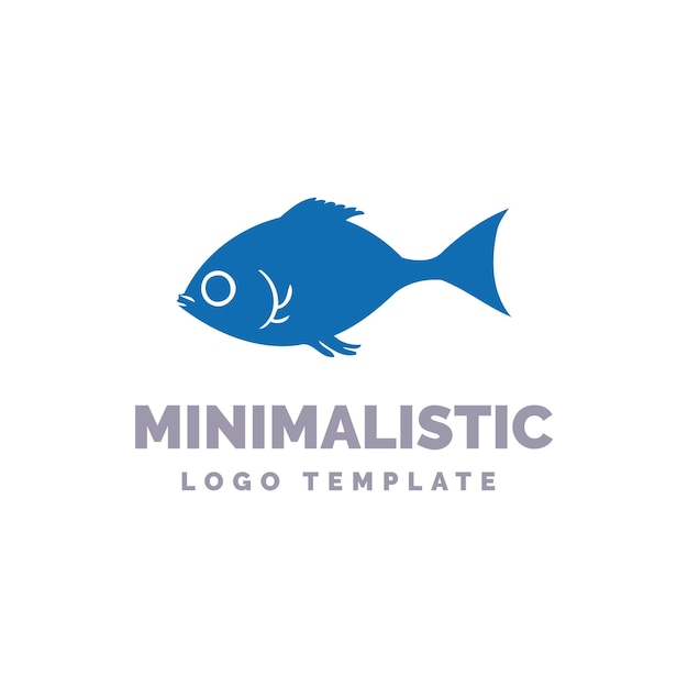 Plantilla de logotipo de pez mínimo Logotipo de vida marina Icono de pez Plantilla de logotipo de marca de pesca aislada