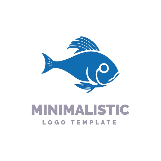 Plantilla de logotipo de pez mínimo Logotipo de vida marina Icono de pez Plantilla de logotipo de marca de pesca aislada