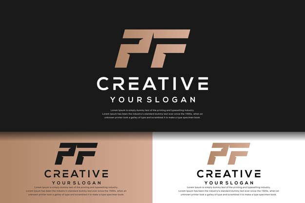 plantilla de logotipo pf de letra de monograma abstracto