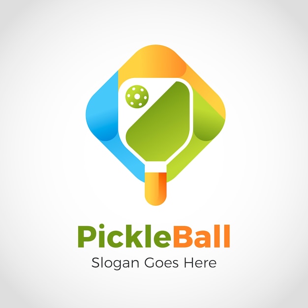 Vector plantilla de logotipo de pickleball degradado