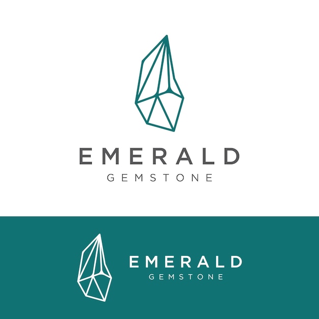 Plantilla de logotipo de piedra preciosa esmeralda antigua de lujo en estilo moderno para joyería