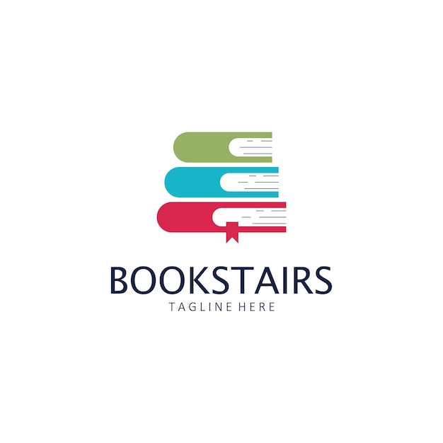 Plantilla de logotipo de pila de libros o escaleras de libros