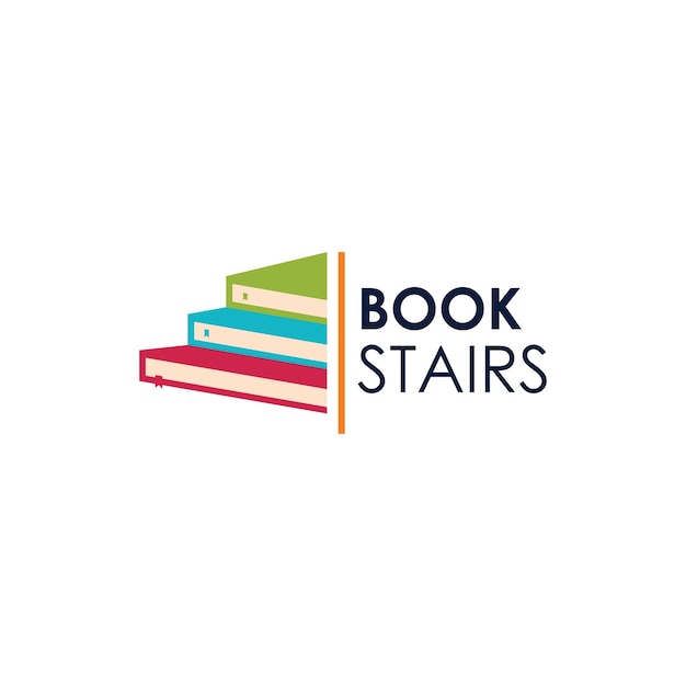 Plantilla de logotipo de pila de libros o escaleras de libros