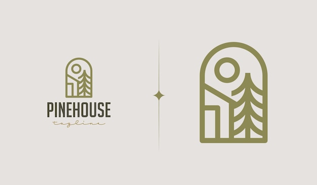 Plantilla de logotipo de pine house símbolo premium creativo universal ilustración vectorial plantilla de diseño mínimo creativo símbolo para identidad empresarial corporativa