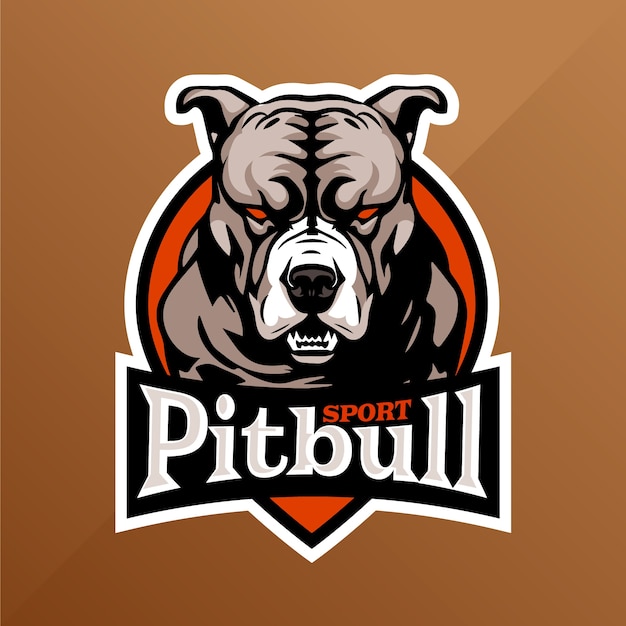 Plantilla de logotipo de pitbull dibujado a mano