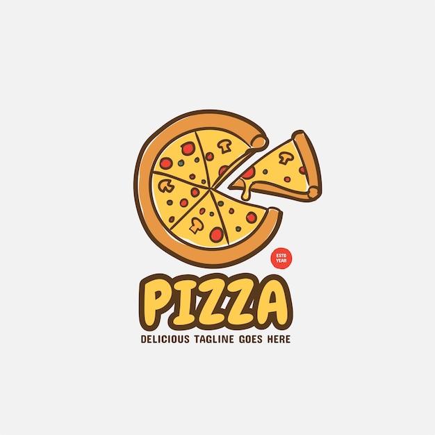 Plantilla de logotipo de pizza Plantilla de etiqueta de pizza para restaurante Diseño de ilustración de vector de logotipo de comida