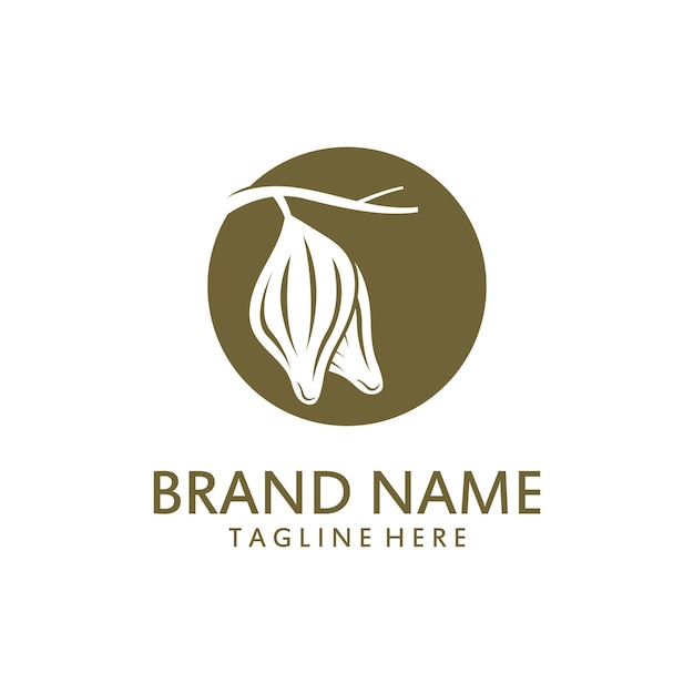 Plantilla de logotipo plano de cacao vectorial con fondo blanco