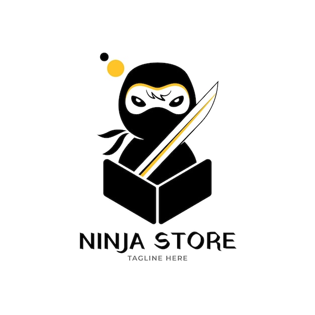 Plantilla de logotipo plano ninja