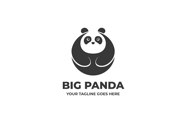 Plantilla de logotipo plano de panda lindo grande