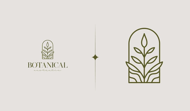 Plantilla de logotipo de planta botánica Símbolo premium creativo universal Ilustración vectorial Plantilla de diseño mínimo creativo Símbolo para identidad empresarial corporativa