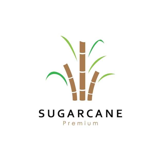 Plantilla de logotipo de planta de caña de azúcar dulce natural