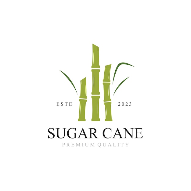 Plantilla de logotipo de planta de caña de azúcar dulce natural