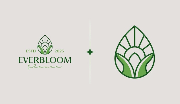 Plantilla de logotipo de planta de flor de hoja Símbolo creativo premium universal Ilustración vectorial Creativa plantilla de diseño mínimo Símbolo para la identidad empresarial corporativa