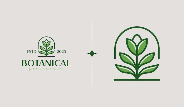 Plantilla de logotipo de planta de flor de hoja Símbolo premium creativo universal Ilustración vectorial Plantilla de diseño mínimo creativo Símbolo para identidad empresarial corporativa