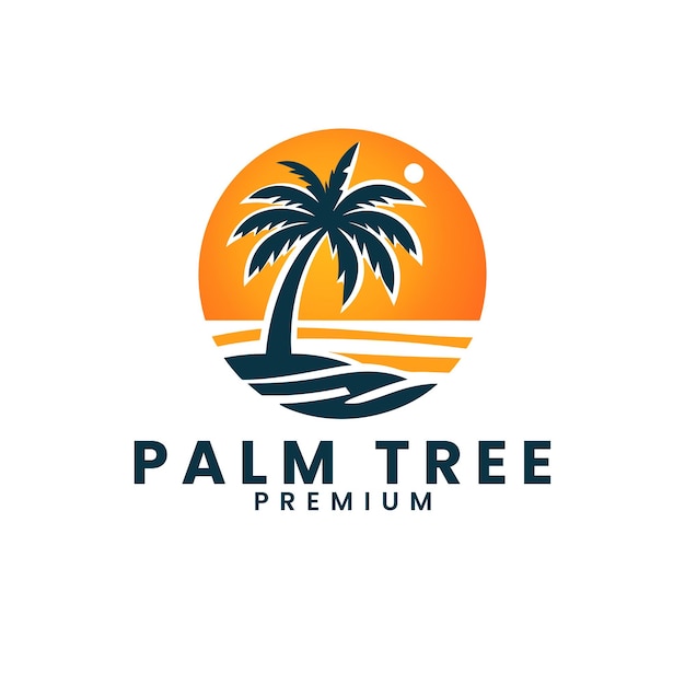 Plantilla de logotipo de playa de palma de verano vectorial Gradiente