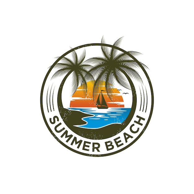 Vector plantilla de logotipo de playa de verano