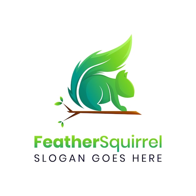 Plantilla de logotipo de pluma de ardilla verde