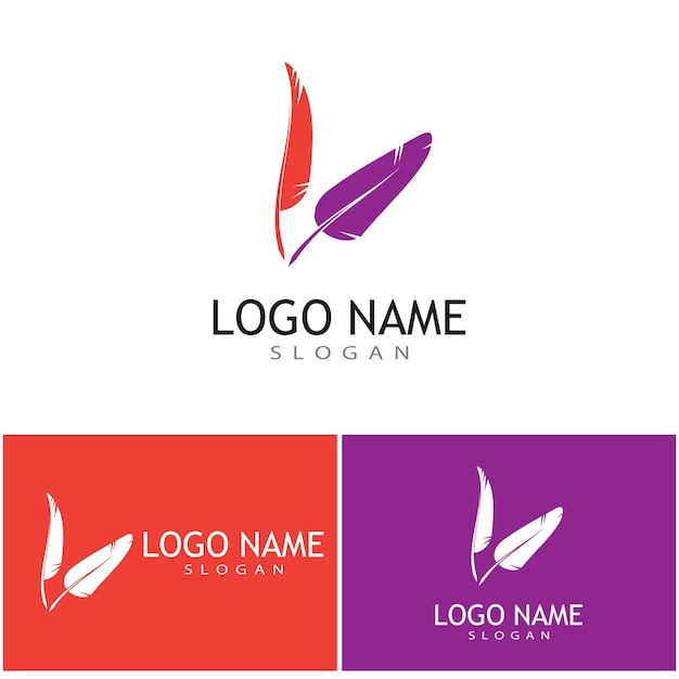 Plantilla de logotipo de plumas símbolo vectorial