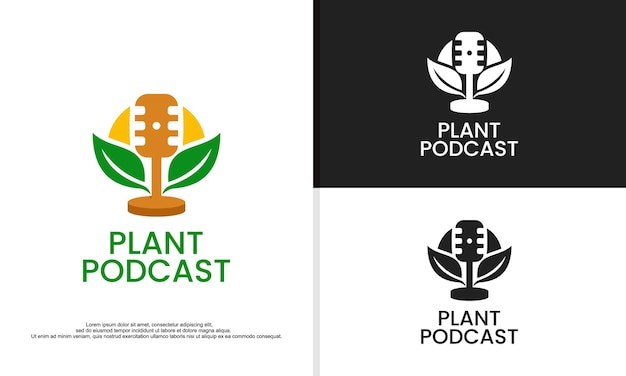 Plantilla de logotipo de podcast de naturaleza podcast de vector logotipo de naturaleza
