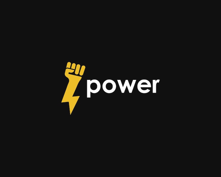 Vector plantilla de logotipo de poder de mano creativa concepto de mano y tormenta