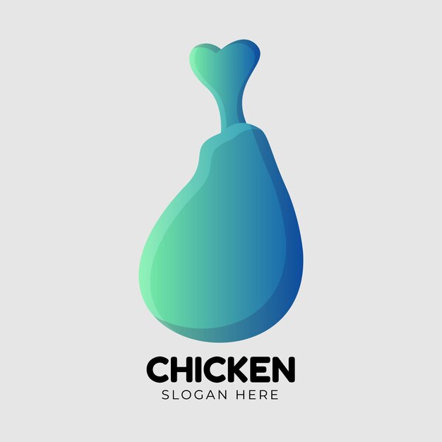 Plantilla de logotipo de pollo de color degradado Vector Premium