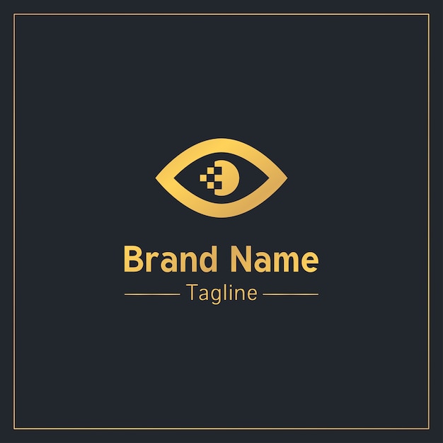 Plantilla de logotipo profesional de pixel pupil golden