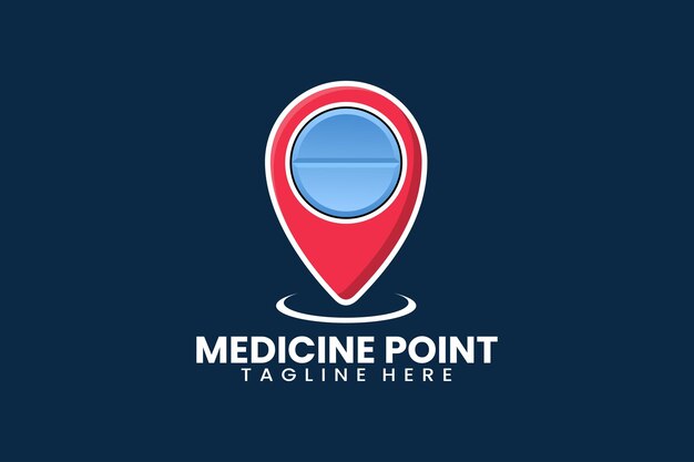 Plantilla de logotipo de punto de alfiler de medicina moderna plana